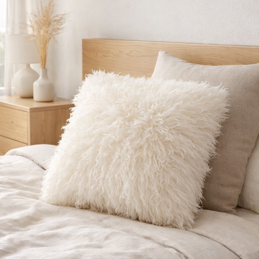 J-Line coussin Moutie - polyester - blanc en situation