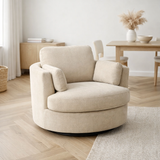 J-Line Chaise longue Swiv Bois de peuplier/Mousse Beige en situation
