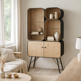 J-Line rack Etagères en bois et métal - bois de pin - noir/beige clair en situation