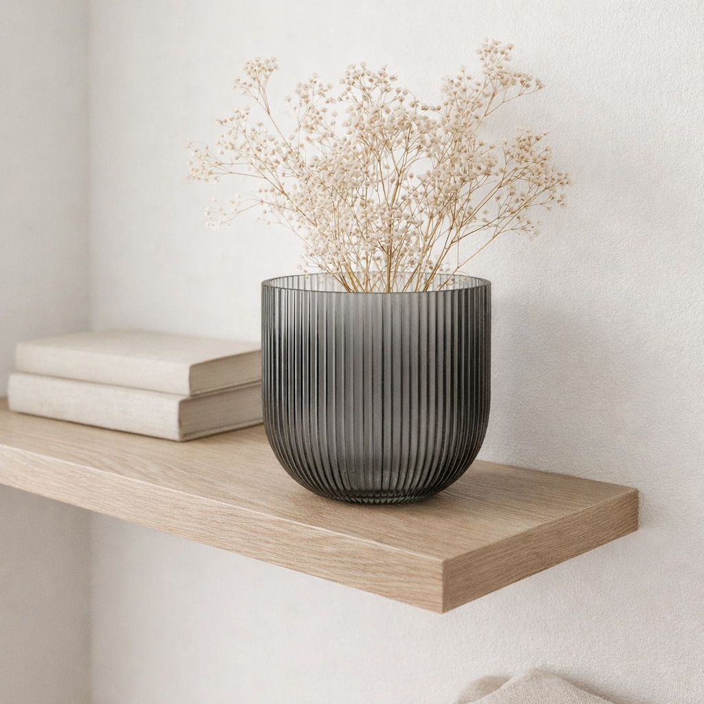 Vase J-Line Rayé - verre - noir - S en situation
