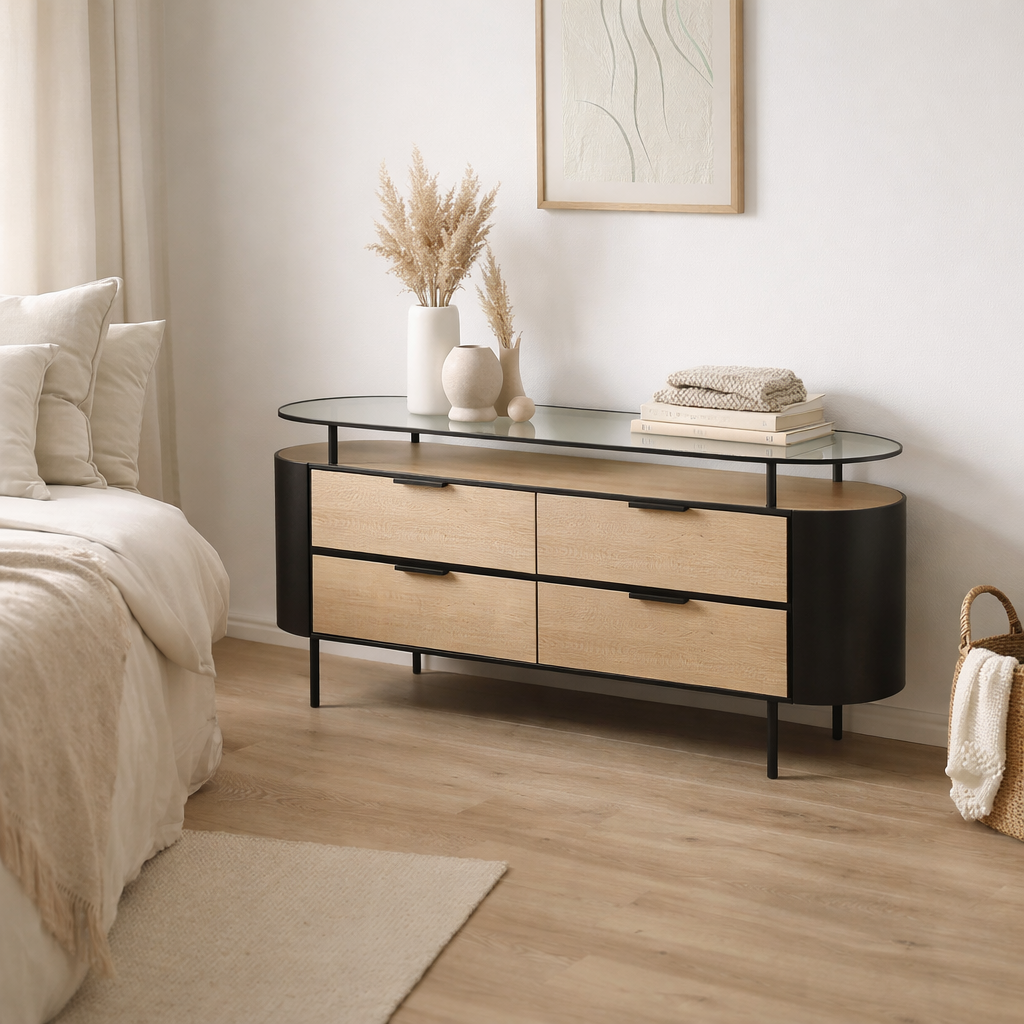 Armoire J-Line Ivy - fer - naturel/noir en situation