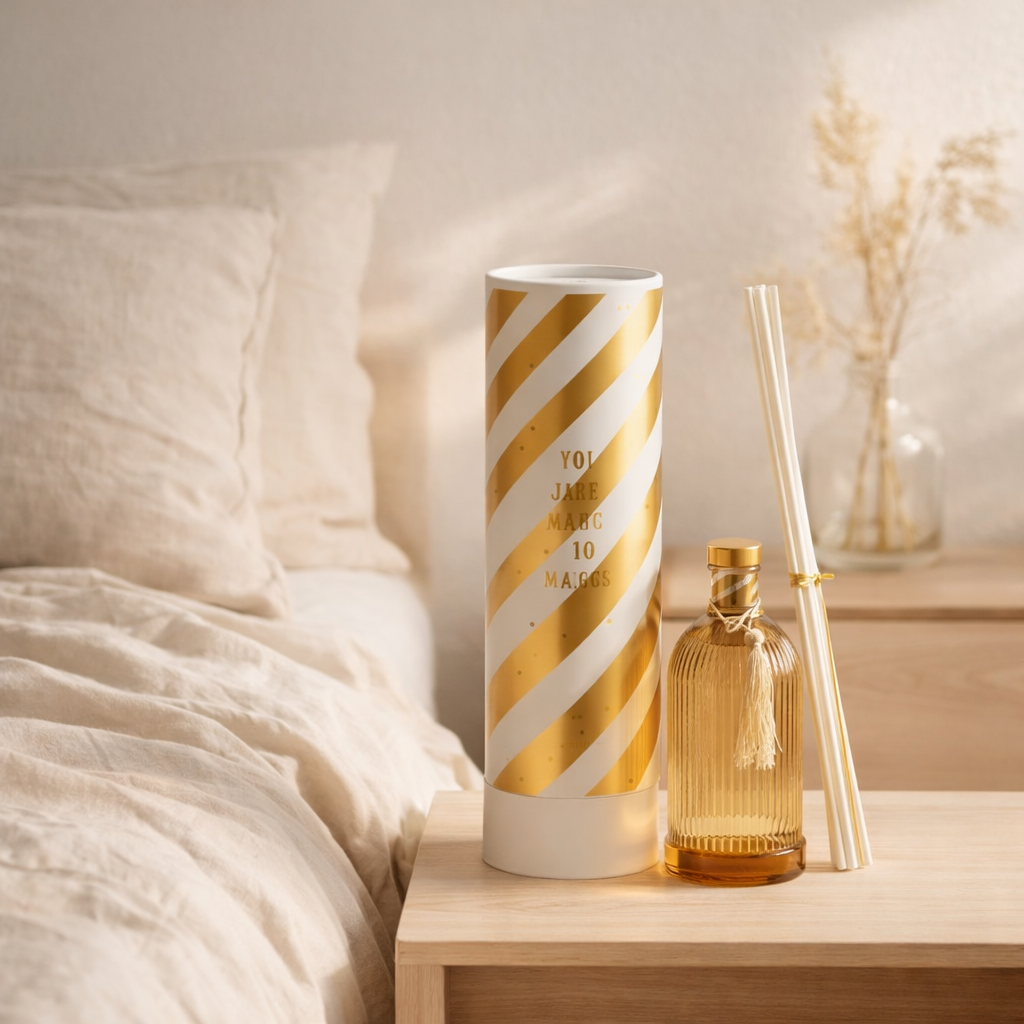 J-Line bâtonnets parfumés Magic - Sunlit Sands - verre - blanc/or - grand en situation