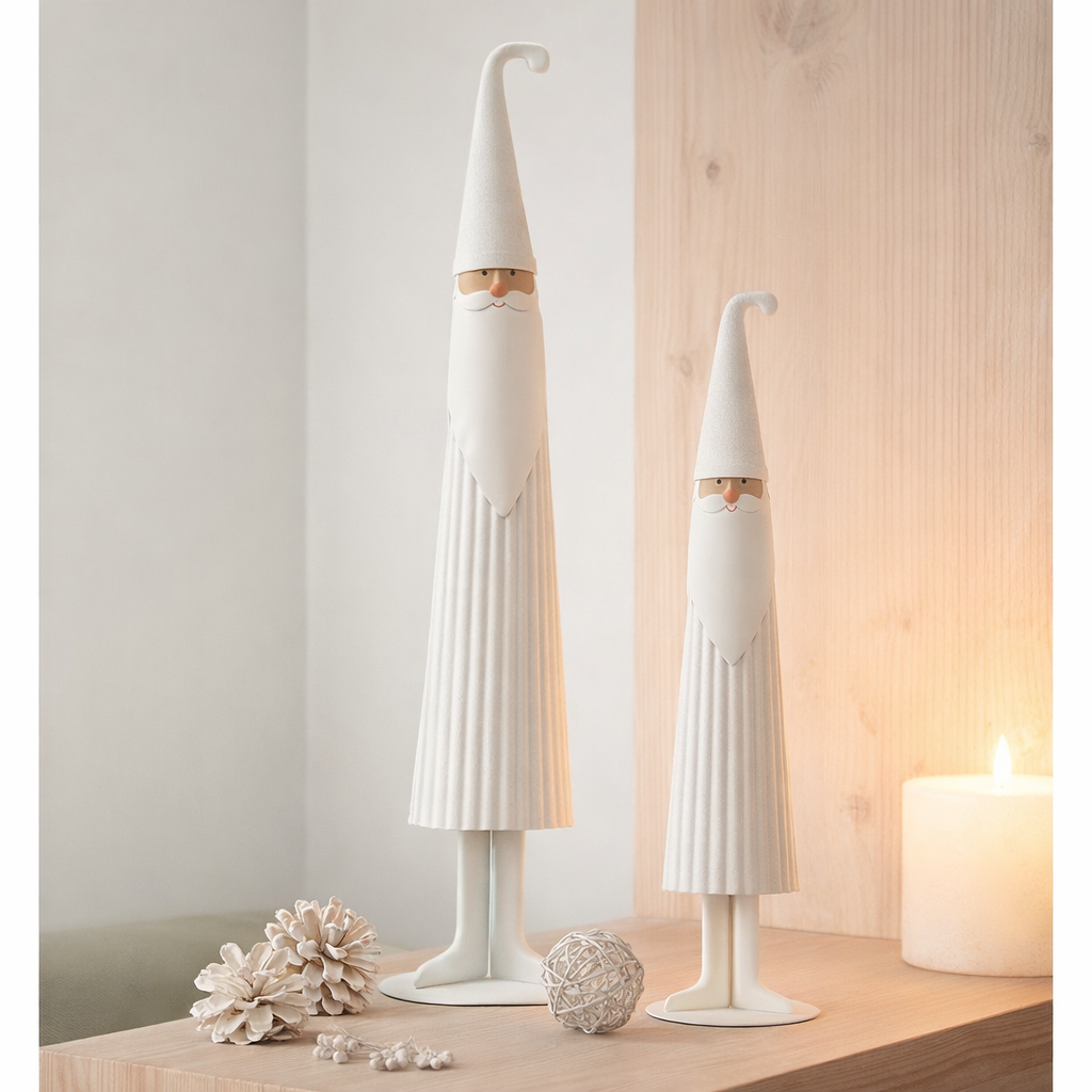 Figurine J-Line Père Noël Moderne - métal - blanc - S en situation