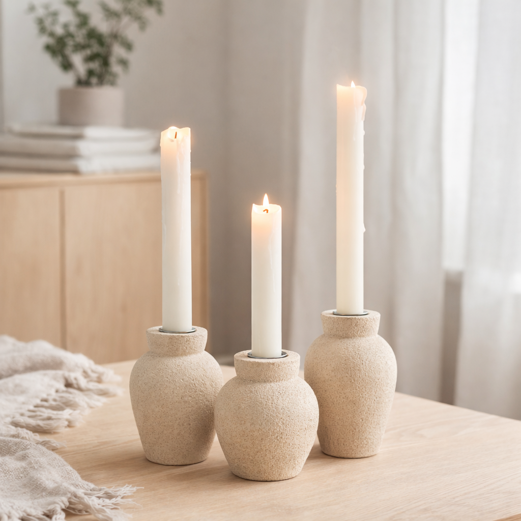 Bougeoir J-Line - ciment - beige - L en situation