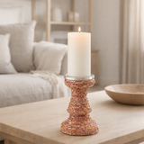 Bougeoir J-Line Perles - verre - rose/or en situation
