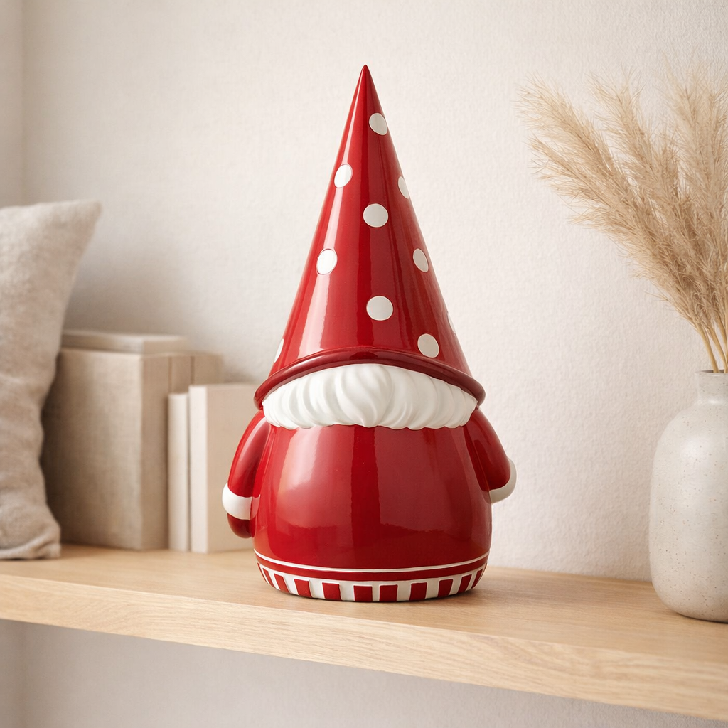 Figurine J-Line Père Noël Dots - polyrésine - rouge/blanc en situation