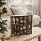 Boule de Noël J-Line - plastique - marron - boîte de 45 en situation
