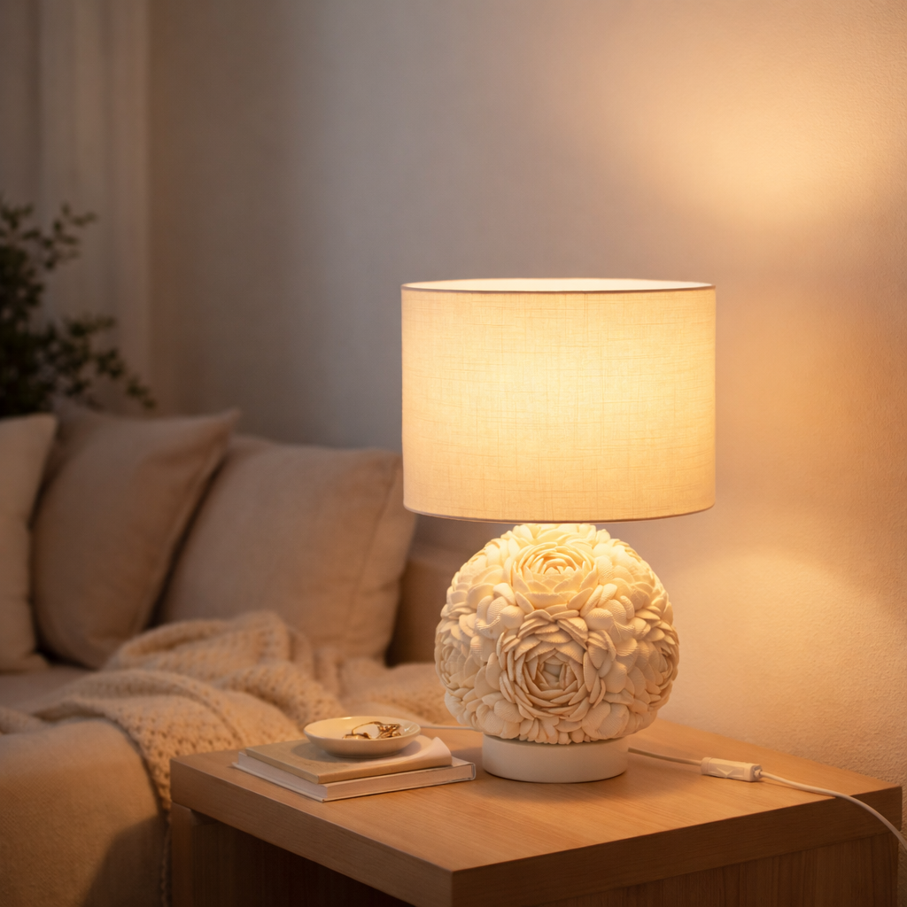 Lampe J-Line - Schelp - Wit - Small en situation