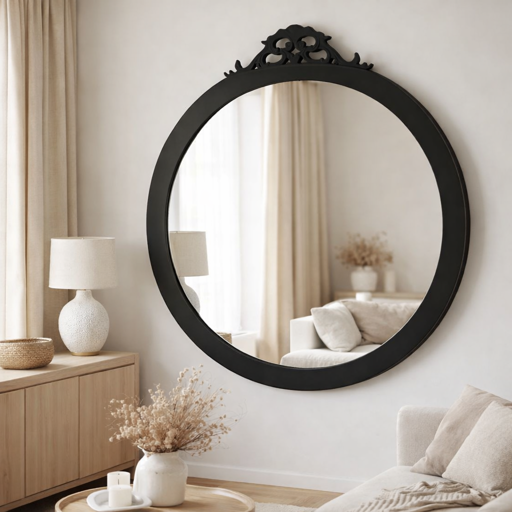 Miroir J-Line Ema - bois - noir en situation