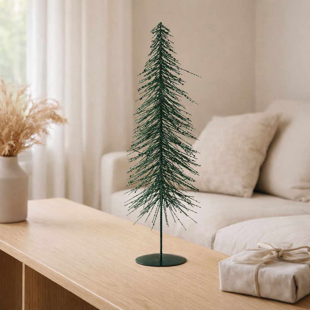 J-Line décoration sapin de Noël Paillettes - plastique - vert foncé - L en situation