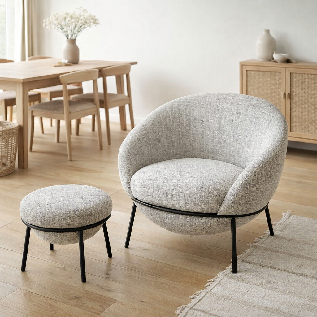 J-Line chaise longue + pouf - fer - gris/noir en situation
