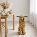 Table d'appoint J-Line Poodle Round - polyrésine - or en situation