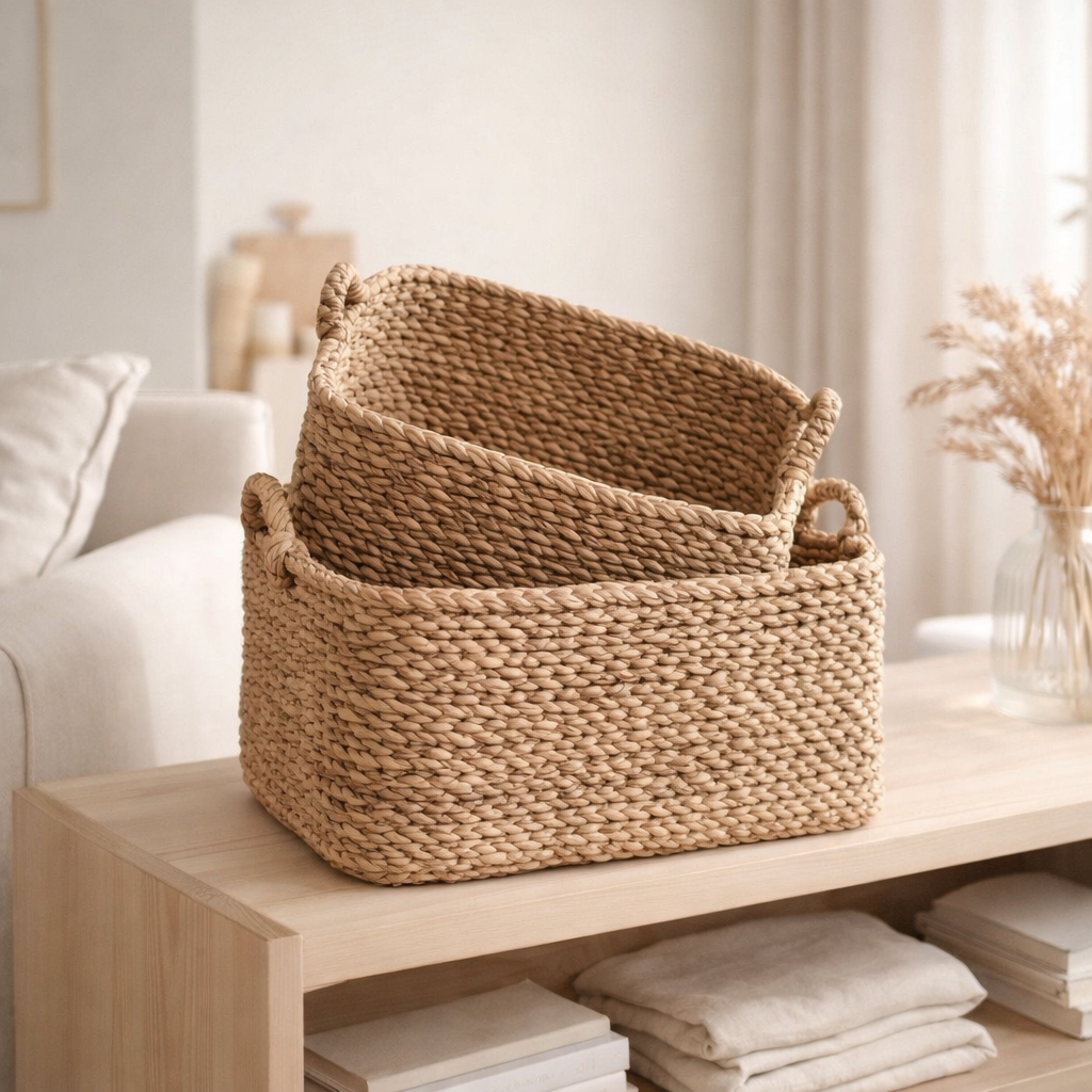 Panier de Rangement TANIMBAR en Jacinthe d'Eau en situation