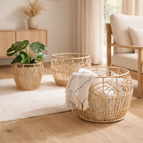 Panier à plantes | Panier à linge | Panier de Rangement RAHINA en Rotin (3 tailles) en situation