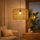 Lampe en rotin | Abat-jour Boho | Suspension LIKU (2 tailles) en situation