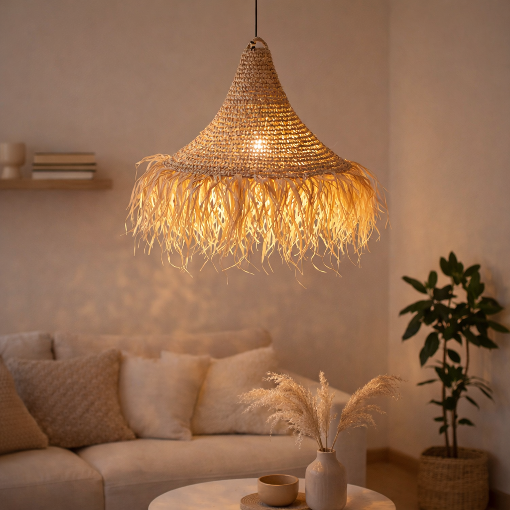 Lampe raphia | Abat-jour RUMBAI en situation