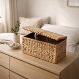 Panier de coffre | Panier à Linge avec Couvercle KELANA en Jacinthe d'Eau (2 tailles) en situation