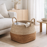 Panier de rangement | Panier à linge | Panier à plantes MAJALENGKA (naturel) en fibre de bananier et jonc de mer (3 tailles) en situation