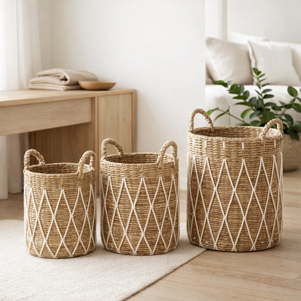 Panier à linge | Panier à plantes GARIAU en fibre de bananier (3 tailles) en situation