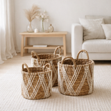 Panier de rangement | Panier à plantes | Panier à linge LAWU en fibre de banane (3 tailles) en situation