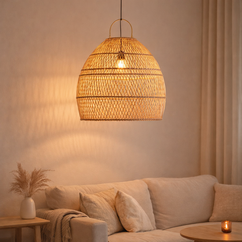 Lampe en rotin | Abat-jour SEMINYAK en situation