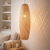 Lampe en bambou | Abat-jour naturel | Plafonnier Tissé CAMAYA en situation