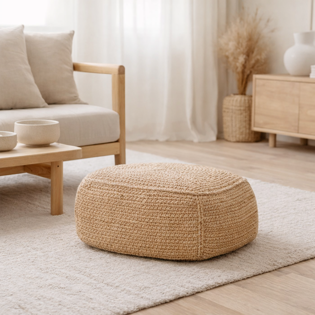 Pouf | Pouf PADAR en Raphia en situation