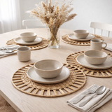 Set de table (Ensemble de 2, 4 ou 6) CARUBAN | Set de table Boho rond de 38 cm en jacinthe d'eau en situation