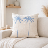 Housse de coussin en coton motif palmier – Coussin brodé bohème – Oreiller décoratif – Housse de coussin brodée 40x40 ou 50x50 cm ANRKA en situation