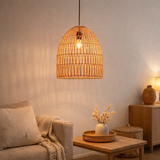 Lampe en rotin | Abat-jour naturel | Suspension MALUKA en Fibres Naturelles (2 tailles) en situation