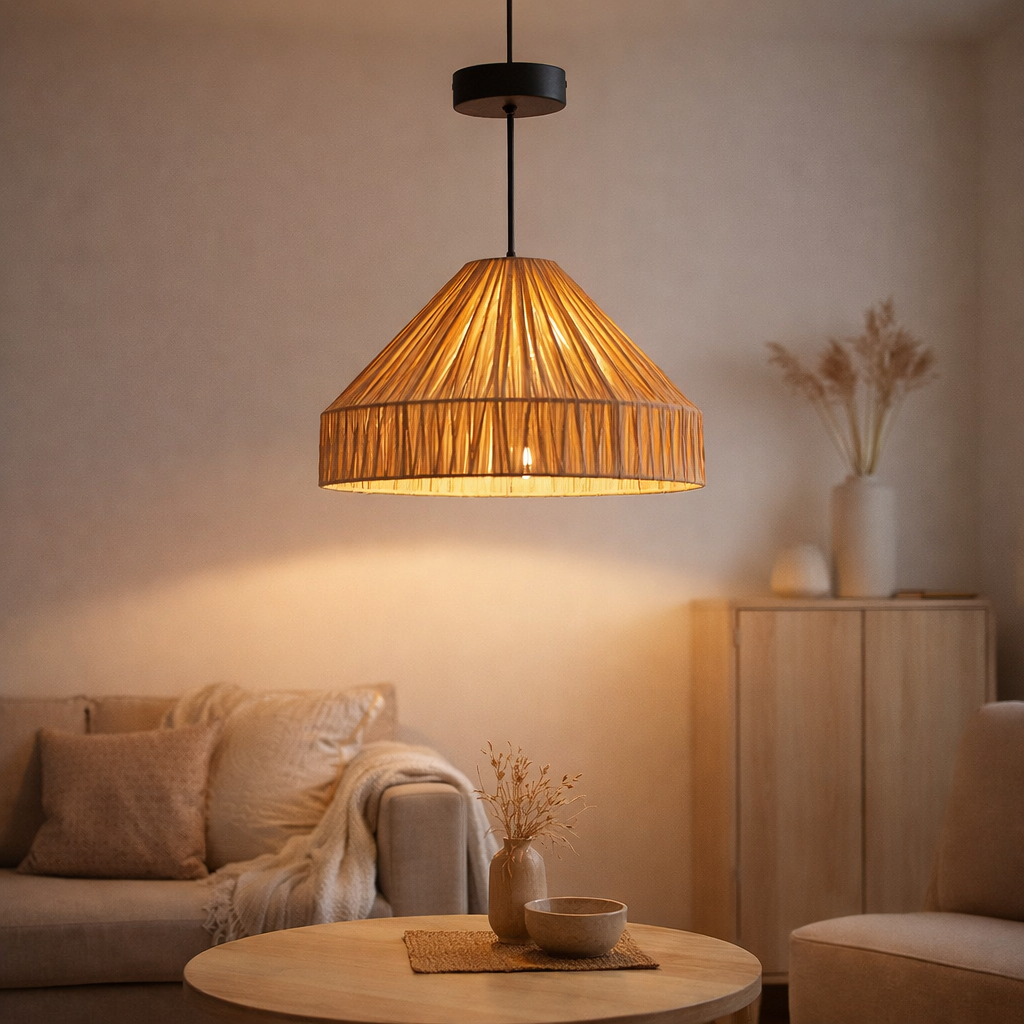 Lampe suspendue Elisa Marron clair en situation