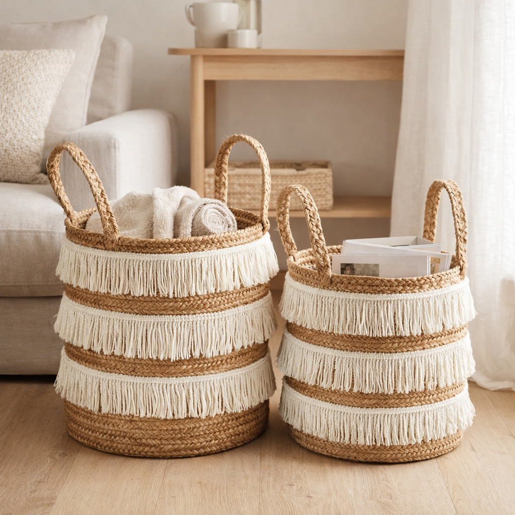 Ensemble de paniers de rangement Marron en situation