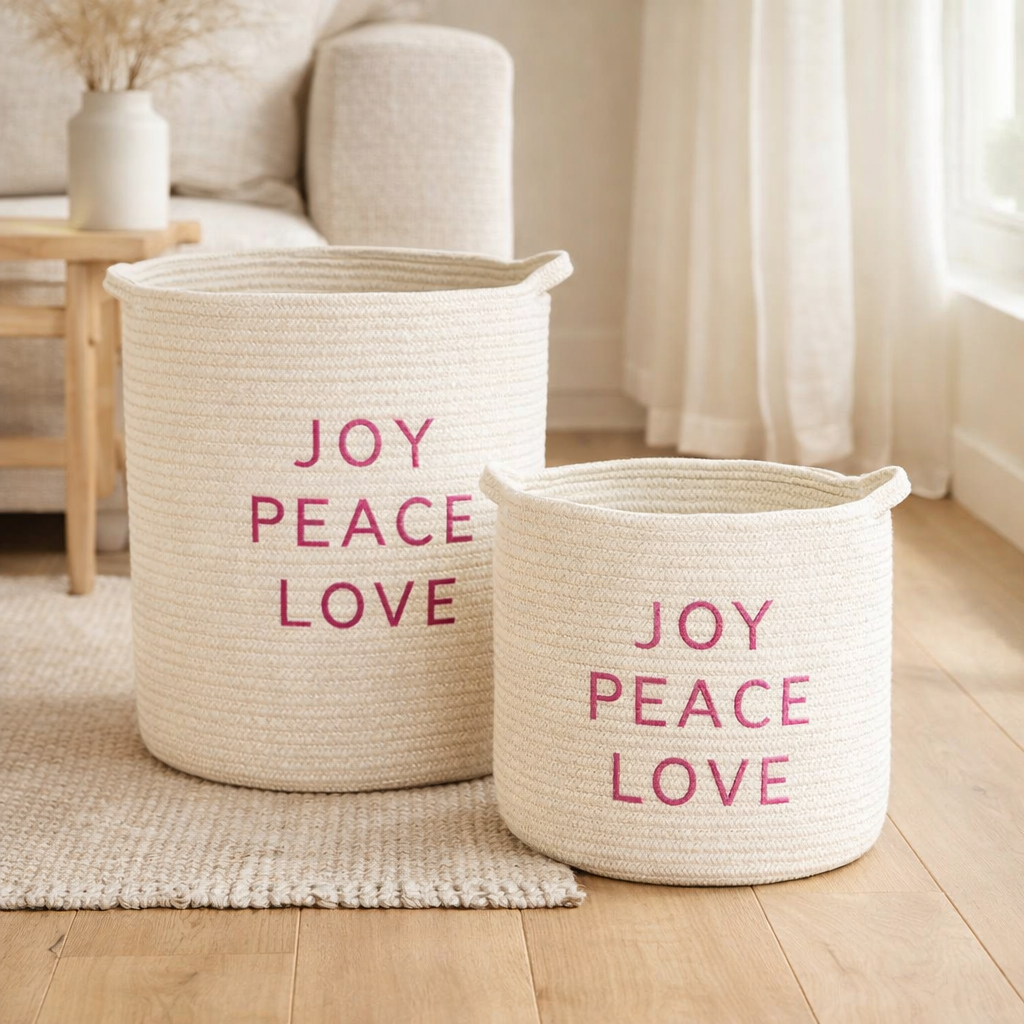 Ensemble de paniers de rangement Blanc en situation