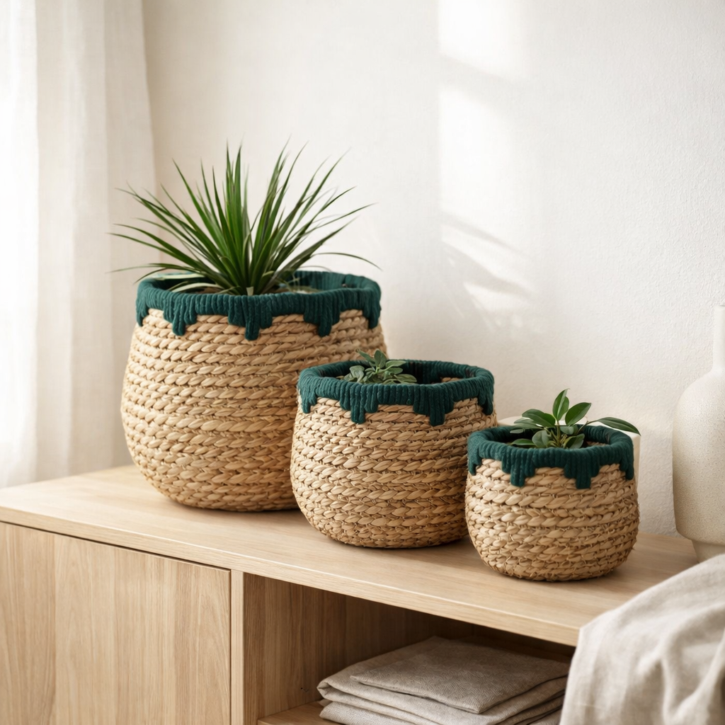 Set de paniers à plantes Jorck Marron foncé en situation