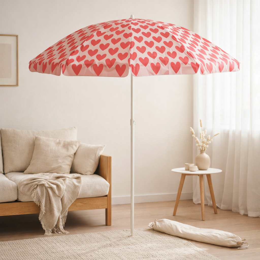 Parasol Coeur Rose en situation