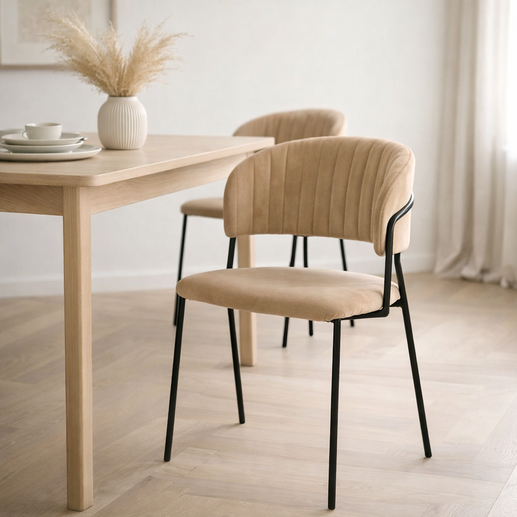 Chaise de salle à manger Moony Beige en situation