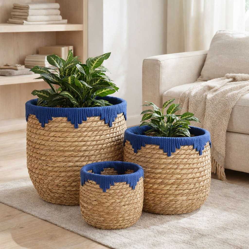 Ensemble de paniers à plantes Jorck Bleu en situation