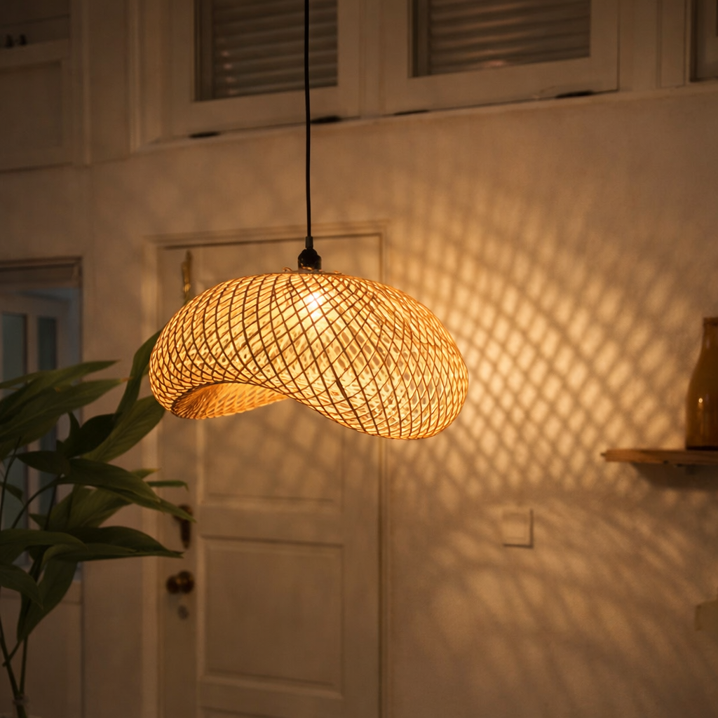 Lampe en rotin | Abat-jour PADMA (2 tailles) en situation