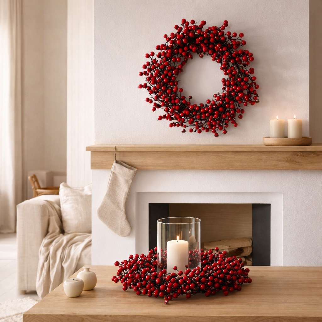 Couronne de Noël Rouge en situation
