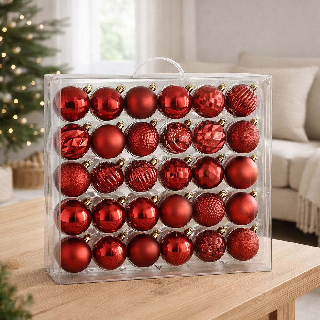 Set boules de Noël Boules incassables Rouge en situation