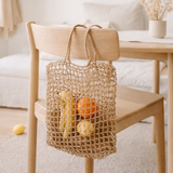 Sac à cordes en raphia | Sac d'épicerie réutilisable tissé à la main CANANG en situation