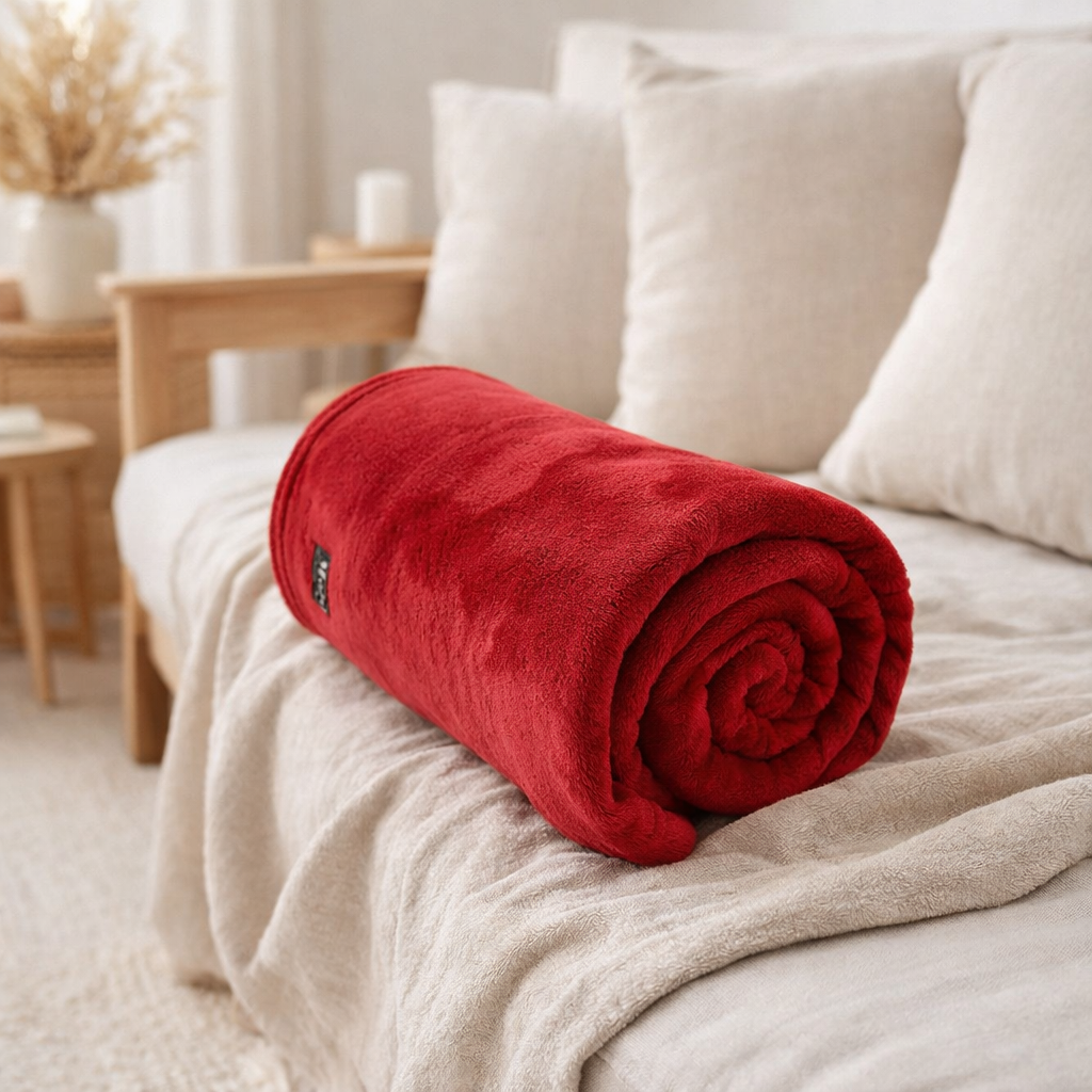 Plaid Mica Rouge en situation