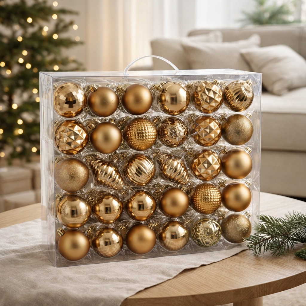 Set boules de Noël Boules incassables Cuivre en situation