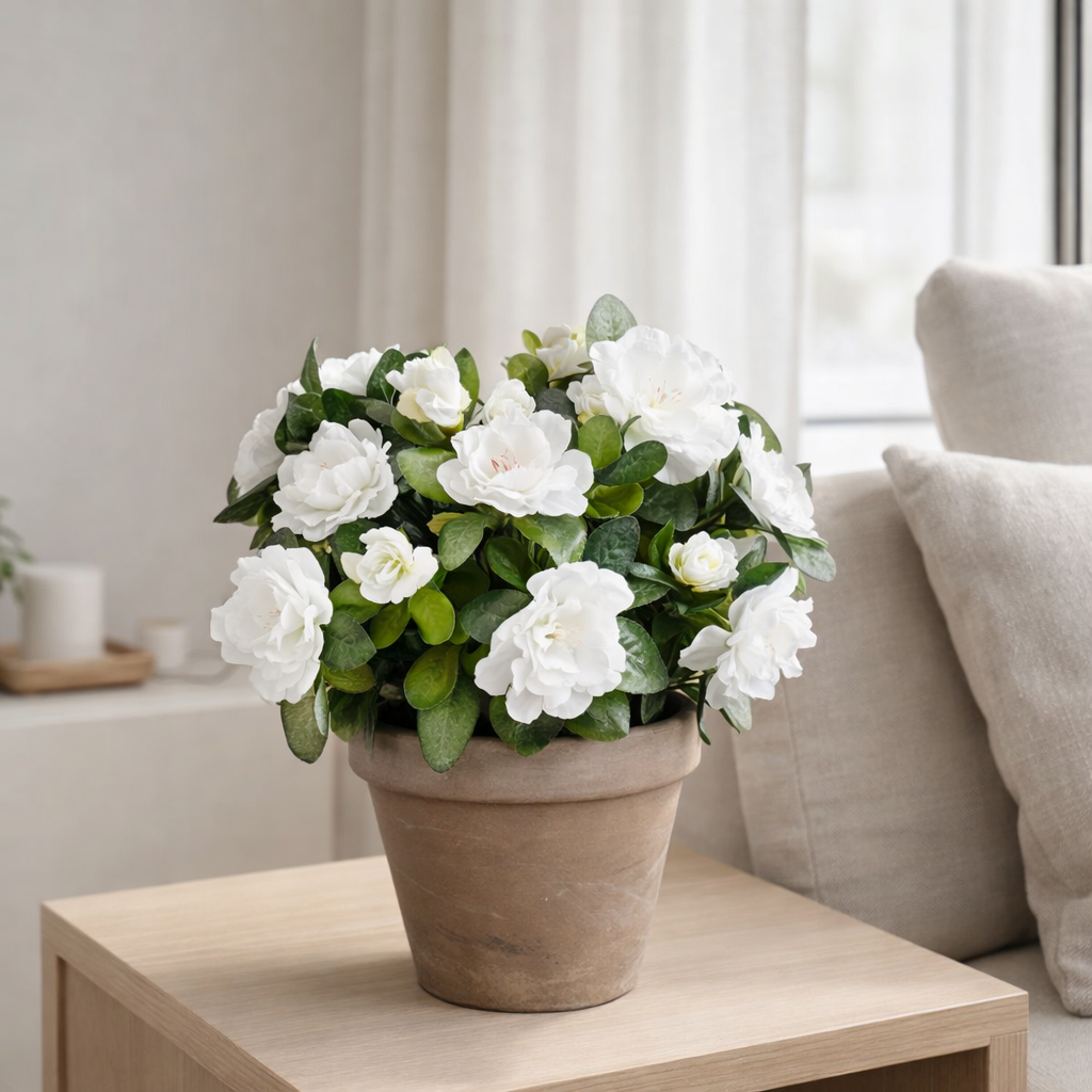 Plante artificielle Azalée Blanche en situation