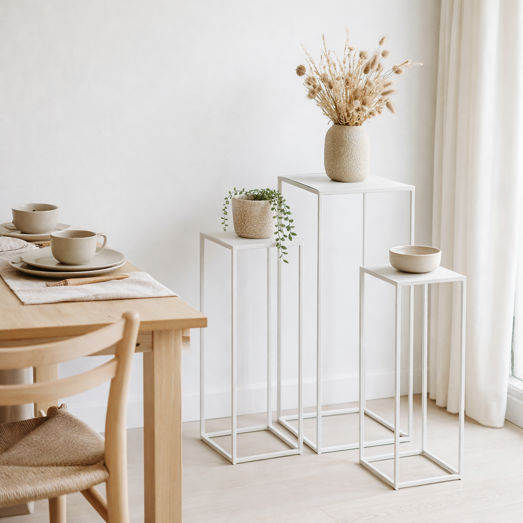 Set de tables d'appoint Quinty Blanc cassé en situation