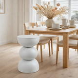 Table d'appoint Luna Blanc cassé en situation