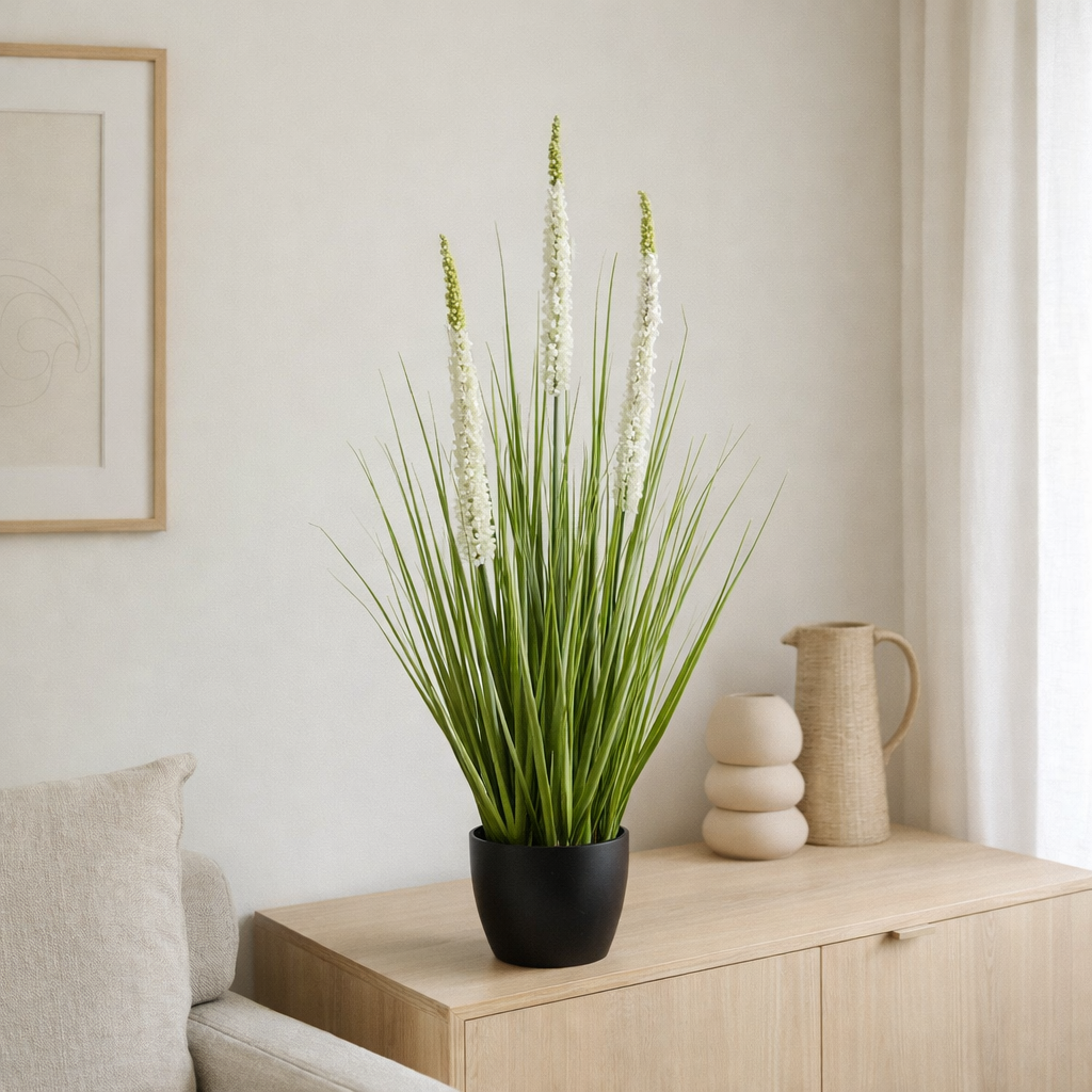 Plante Artificielle Gazon Ornemental Blanc en situation