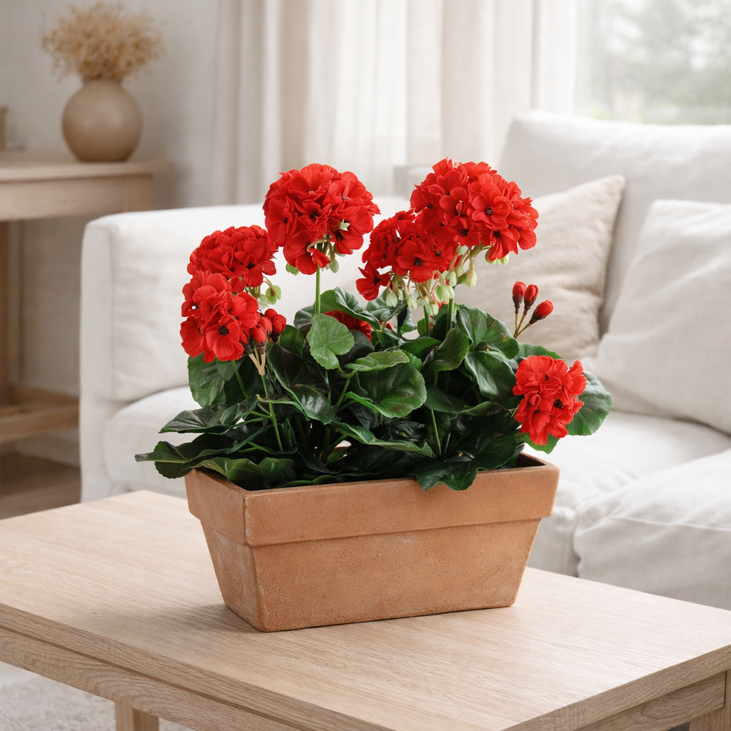 Plante artificielle Géranium Rouge en situation