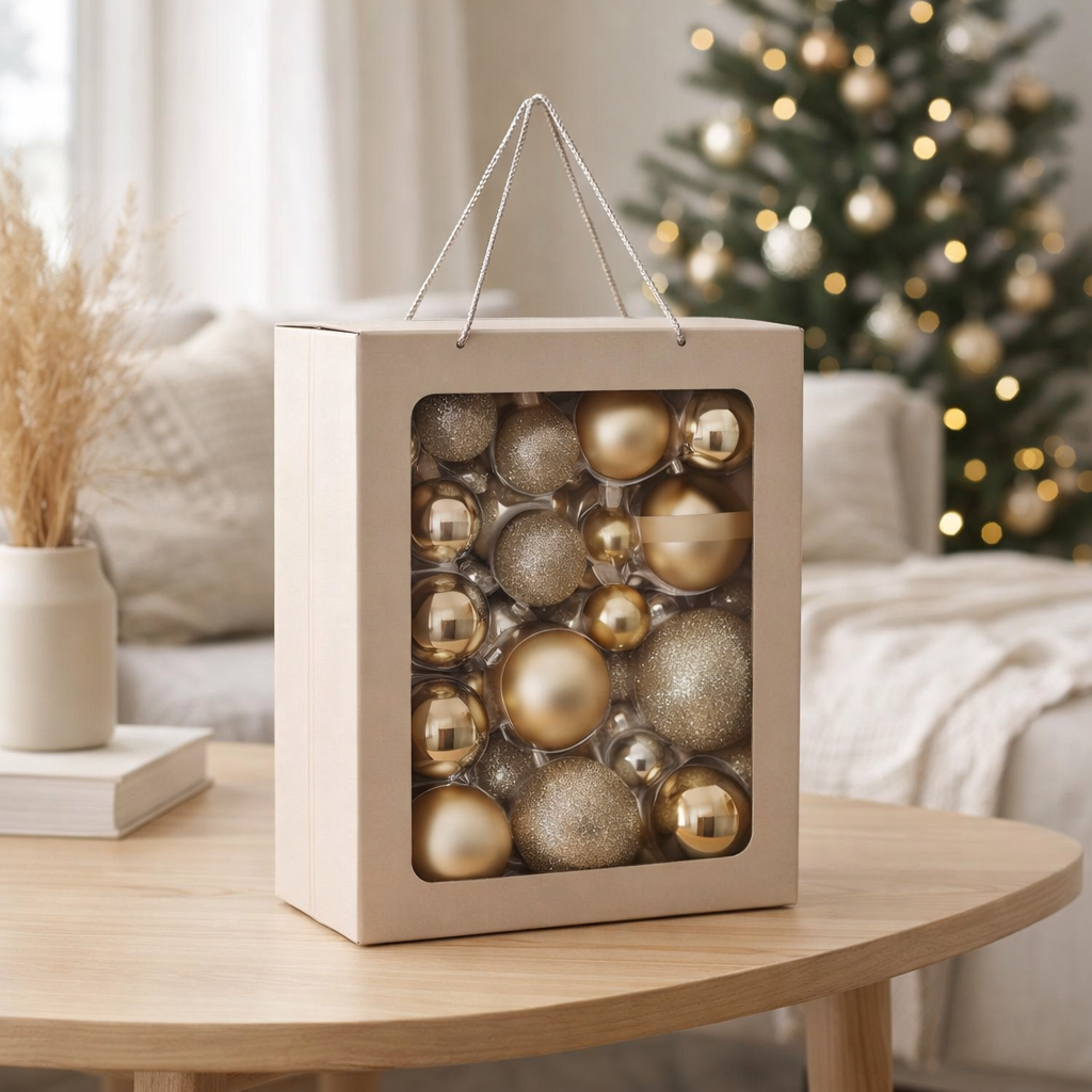 Set boules de Noël Boules en verre Champagne en situation