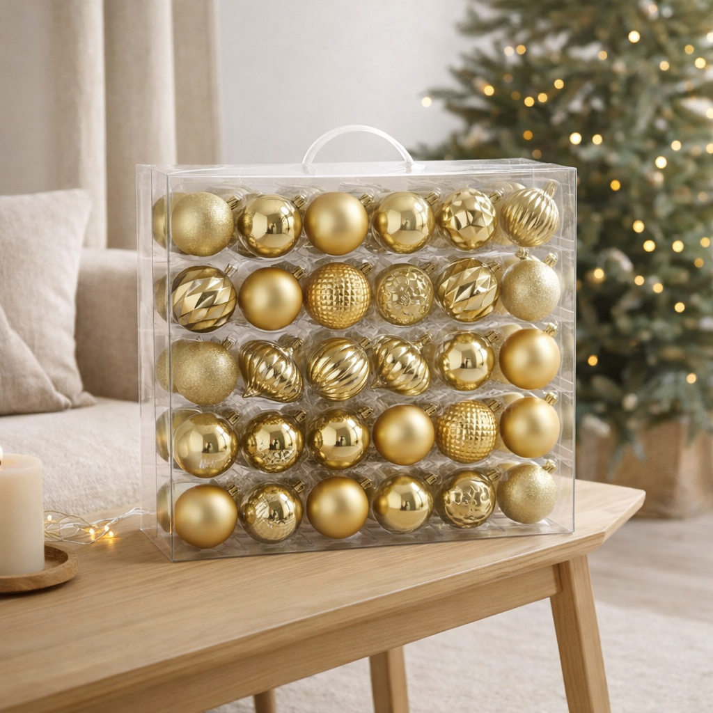 Set boules de Noël Boules incassables Or en situation